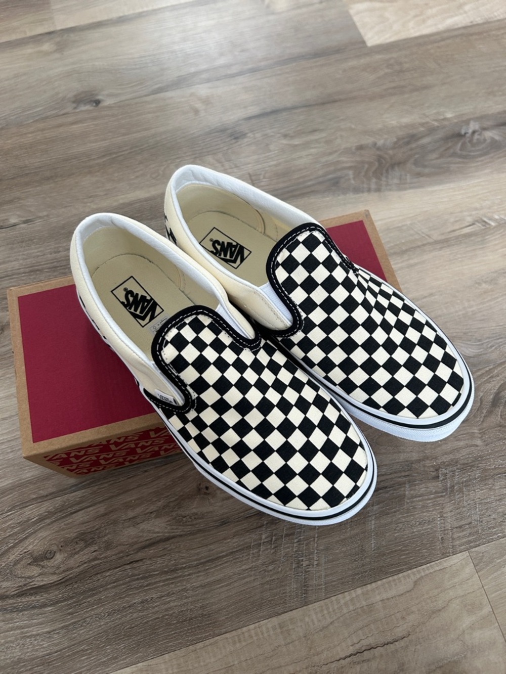 Vans Kids Classic Slip-On Checkerboard Black and White Sneakers